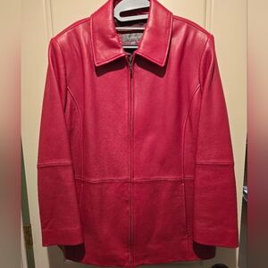 Liz Claiborne Red leather coat womens 1x
